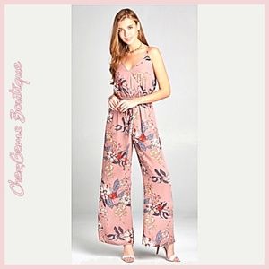 SALE ! NWT Jumpsuit Mauve Floral Surplice Tie M L